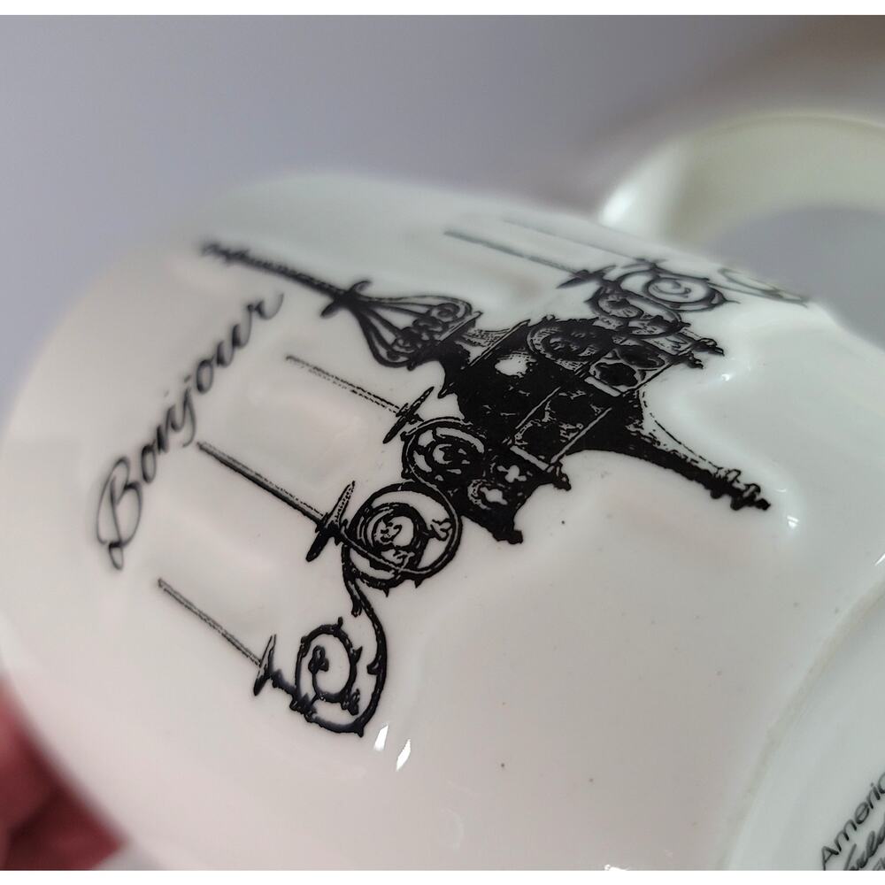 American Atelier World Traveler Fine Porcelain French Bonjour Coffee Mug - Picture 11 of 11